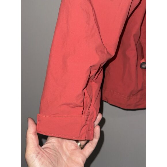 Vintage LL Bean Rain Jacket Hood Coral Orange Weather Channel Nylon Women Medium - Picture 4 of 16